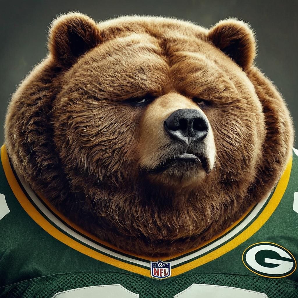 Sassy Kodiak Bear Wears Packers Jersey in Contemptuous Snub