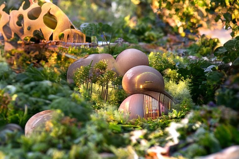 Aetherpunk Landscape with Bulbous Architecture as Digital Ar...