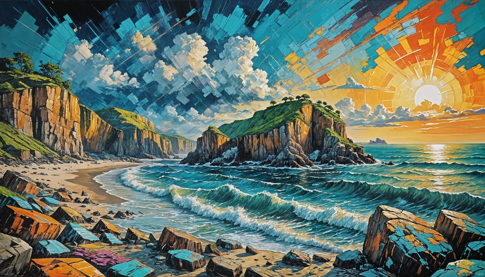 Impasto beach lanscape