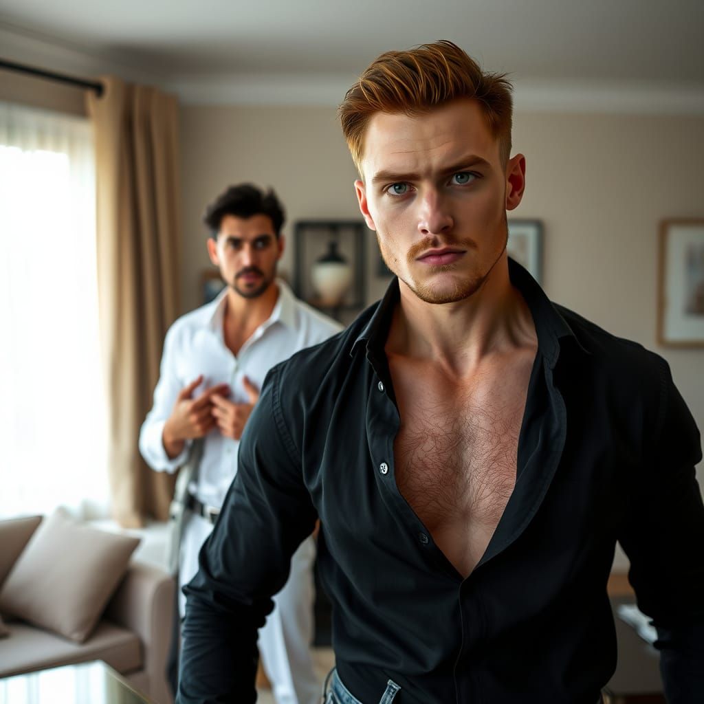 Dramatic Portrait of Two Men in Epic Cinematic Style