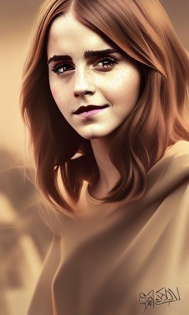 Emma Watson Portrait in Digital Illustration Style