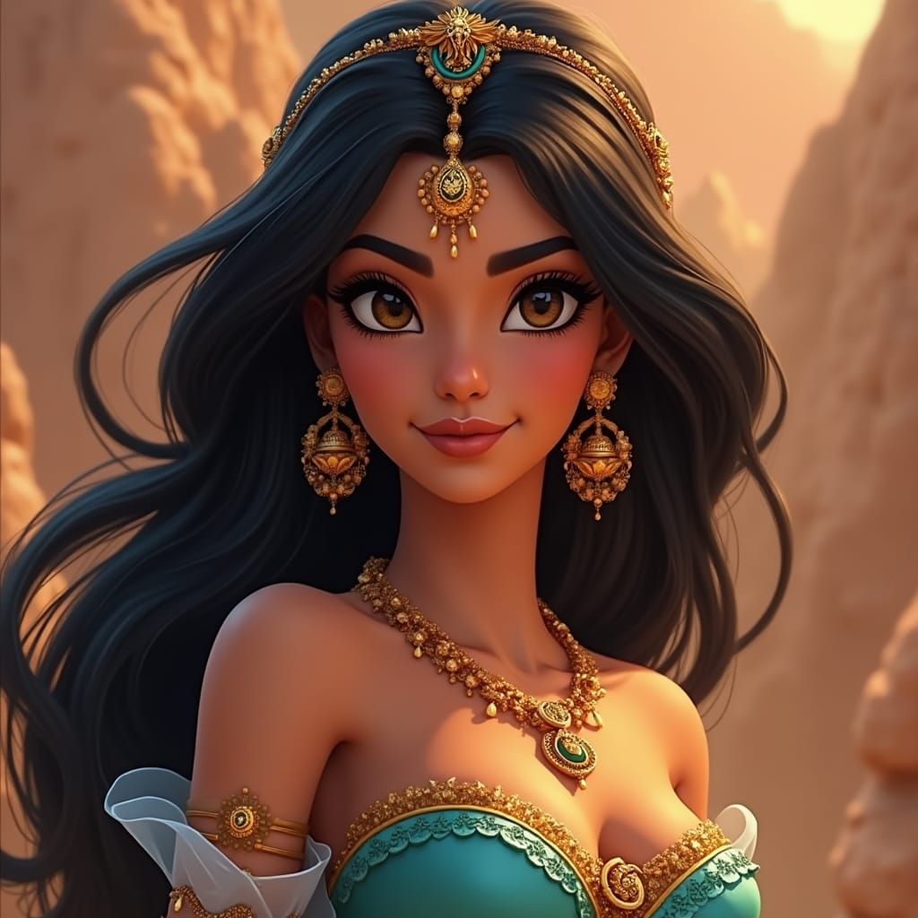 Elegant Jasmine-Inspired Portrait in Arabian Style