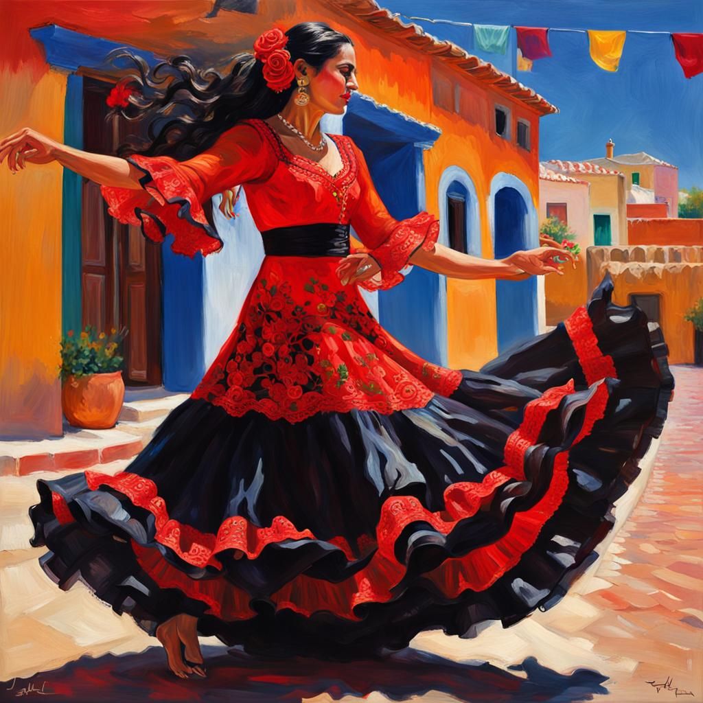 Flamenco Dancer in Andalusia, Inspired by Sorolla
