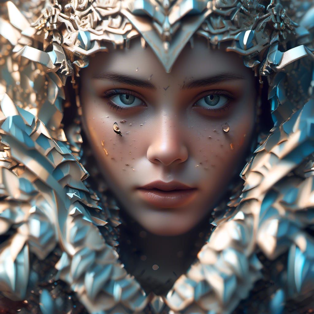 Surreal Portrait with Stunning Eyes in Volumetric Lighting