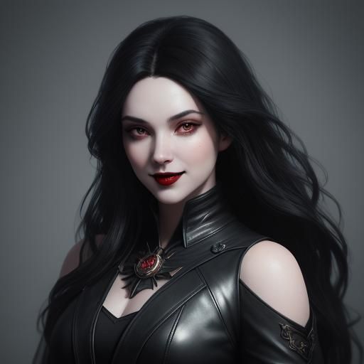 Curvy Vampire Woman in Leather Outfit