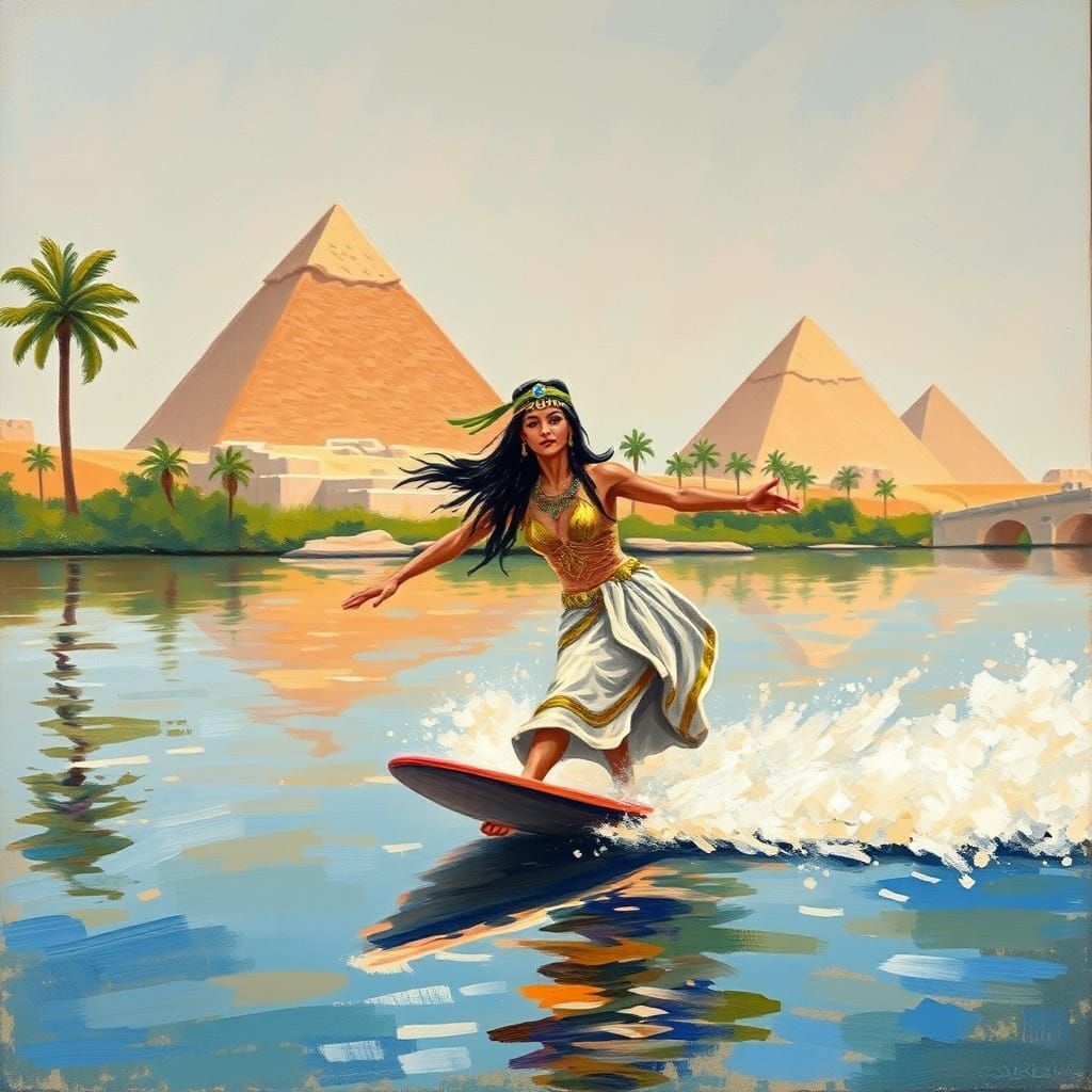 Cleopatra surfing on the Nile