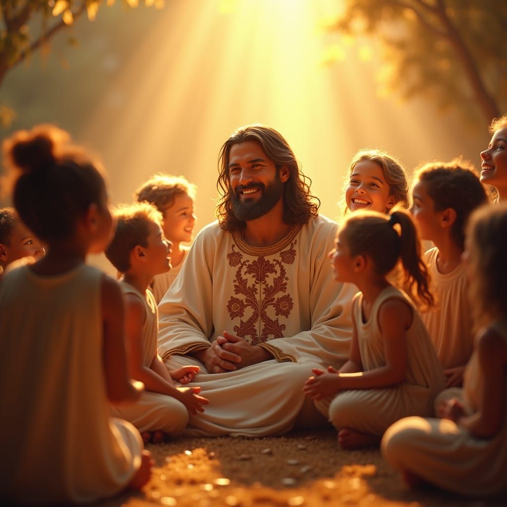 Christ Among Children: A Golden Moment of Joy