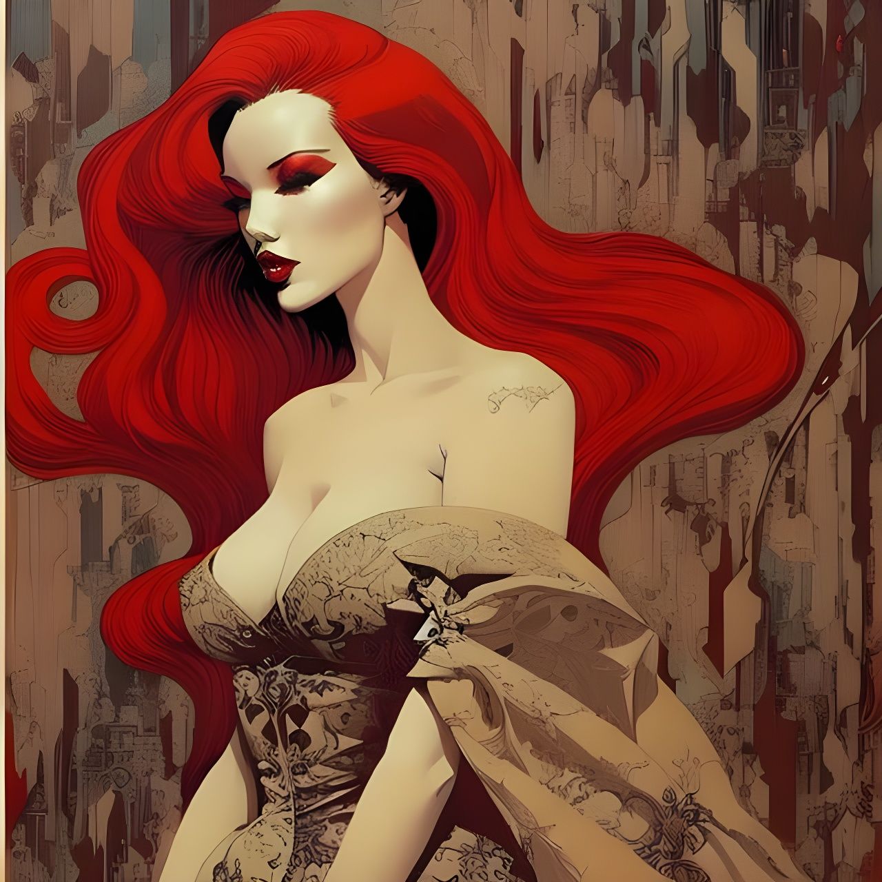 Jessica Rabbit Portrait in Surreal Pop Art Style