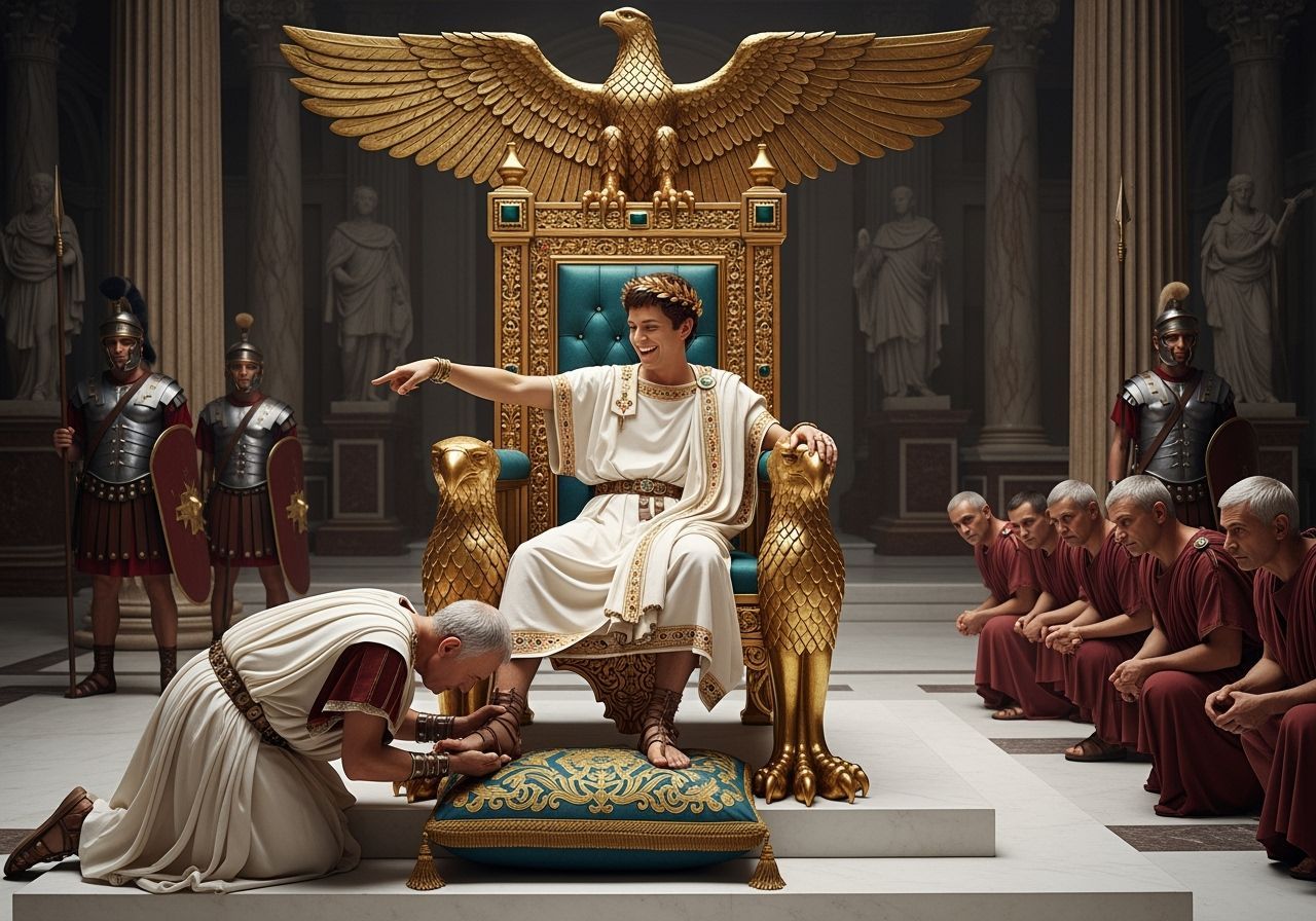 Emperor Nero on Golden Throne, Roman Empire Photograph