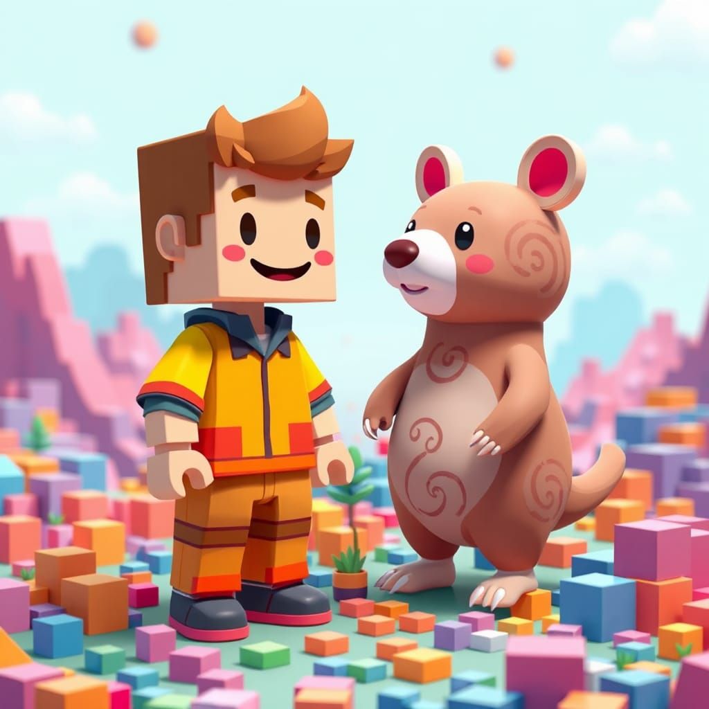 Blocky Steve Meets Supercapy in Low-Poly World