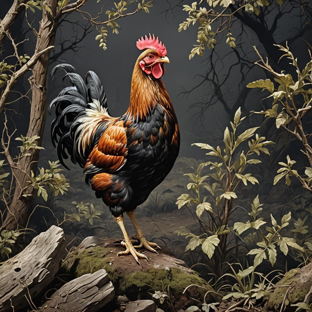 Realistic Chicken Portrait in Natural Habitat