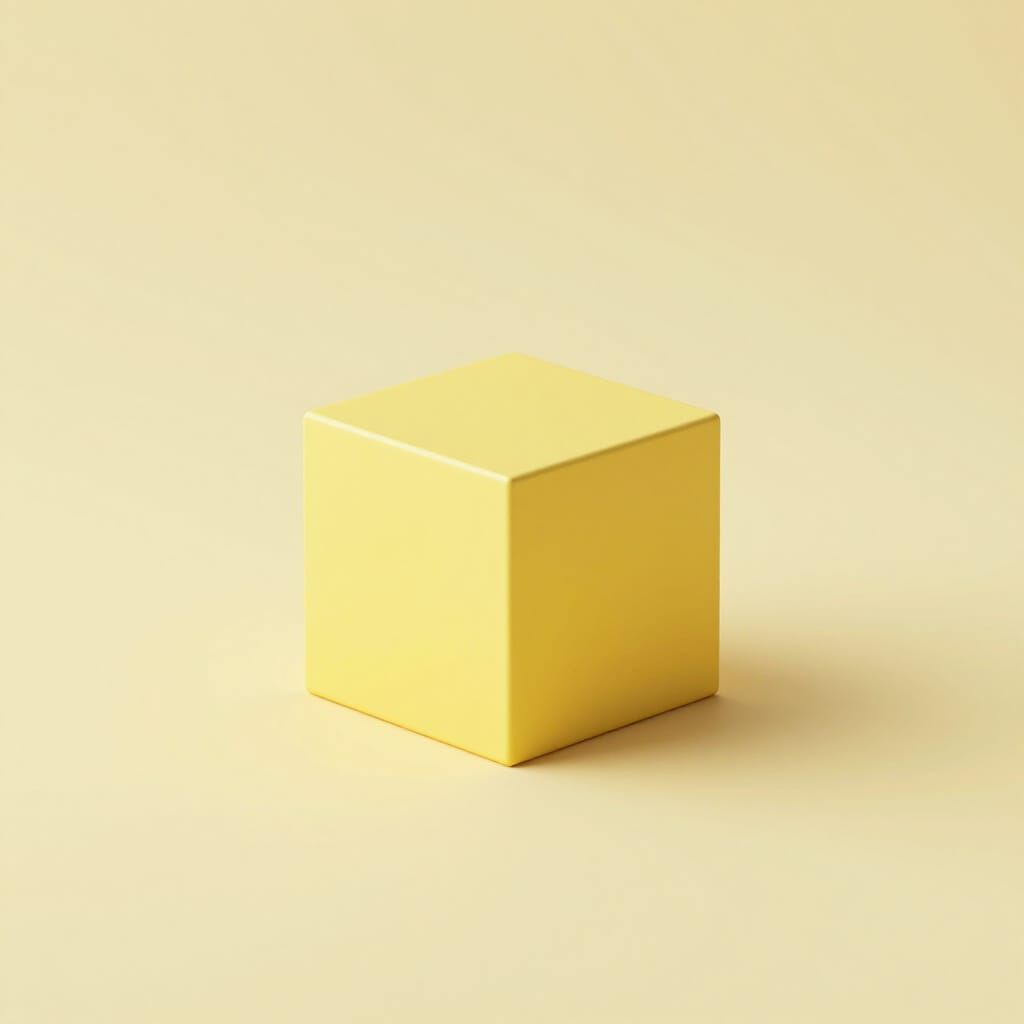 Minimalist Yellow Cube in Serene Infinite Space