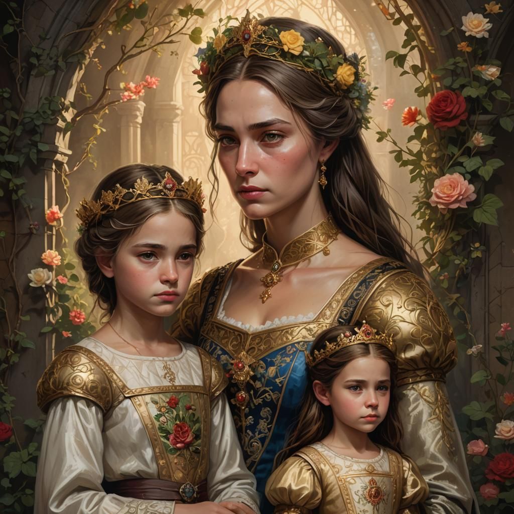 Medieval Queen's Sorrow: Hyper-Realistic Digital Portrait