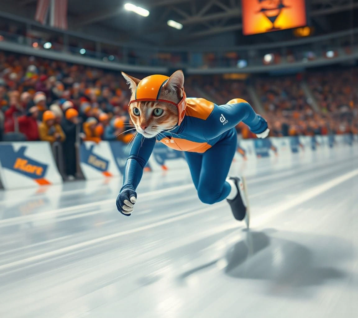 Hyperrealistic Dutch Cat Speed Skating Championship