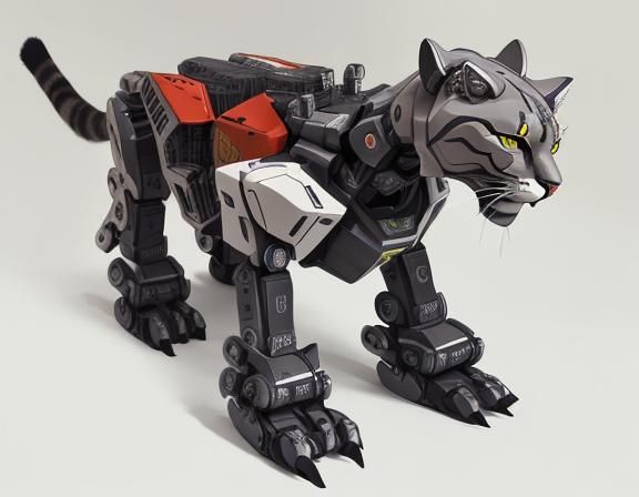 Grey Robotic Cougar Cat Mecha