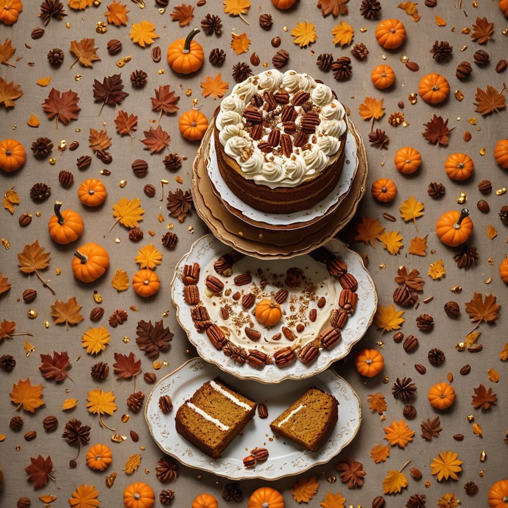 Cozy Autumn Pumpkin Spice Cake Still Life