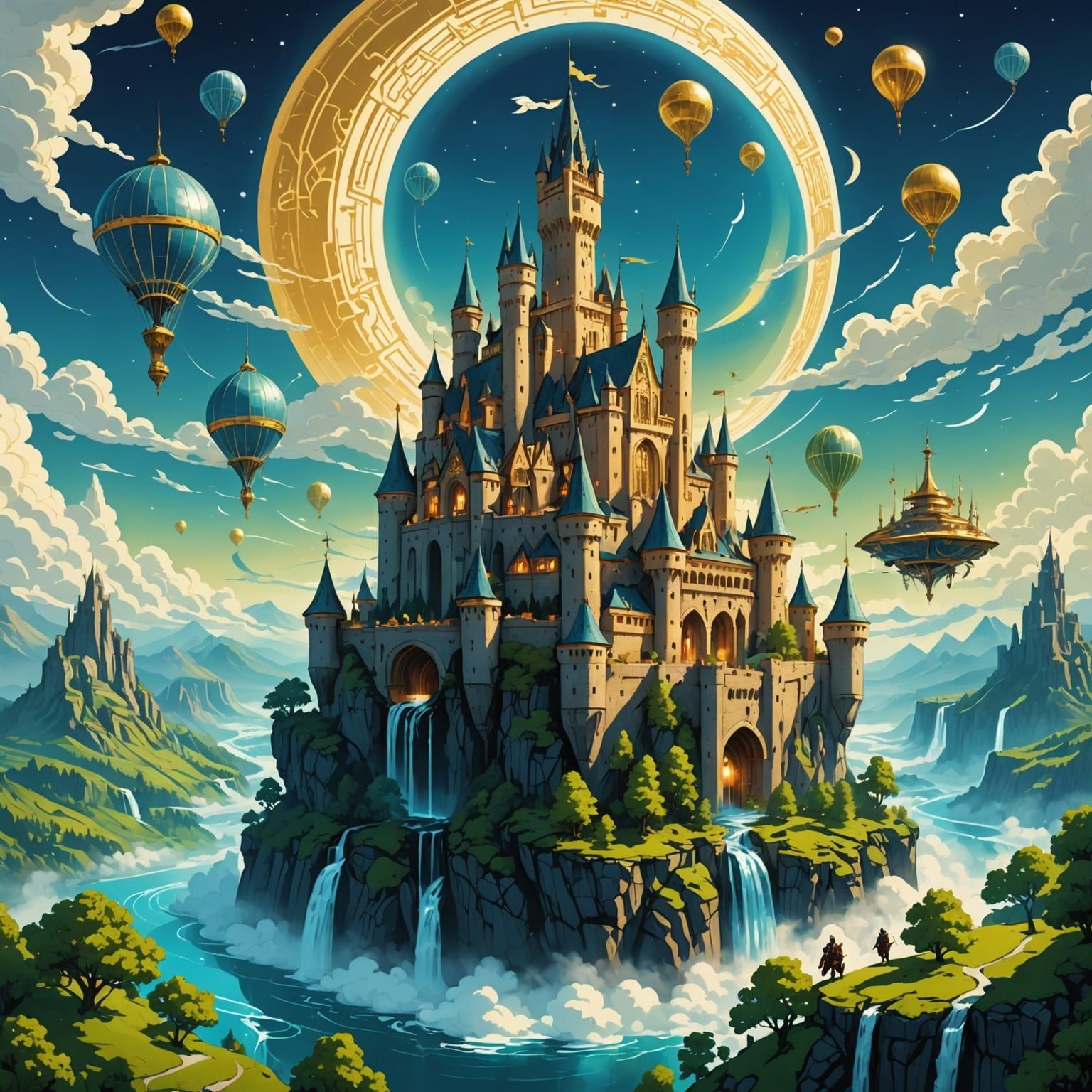 Futuristic Neo-Medieval Kingdom in the Sky