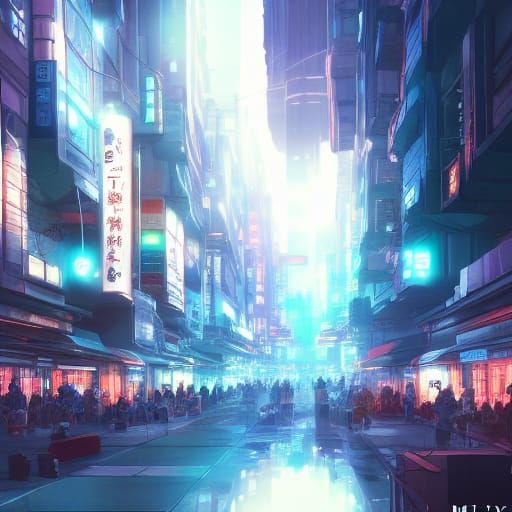 Sci-Fi City in Anime Style Key Visual