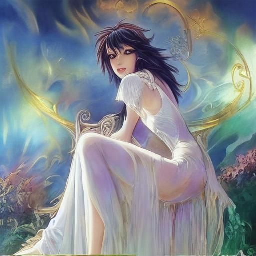 Light Yagami Watched by Angels in Fantasycore Style