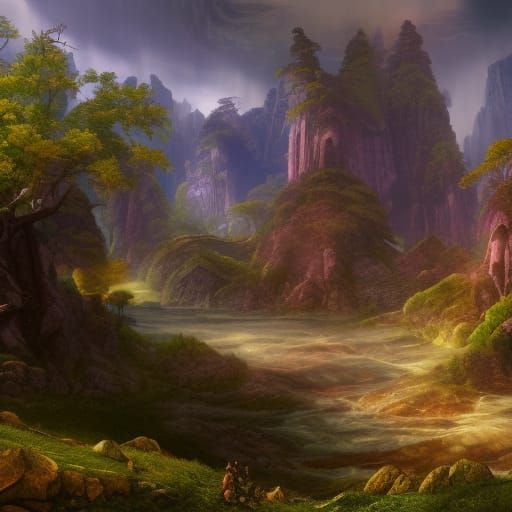 God Valley Island Fantasy Concept Art in Deep Color