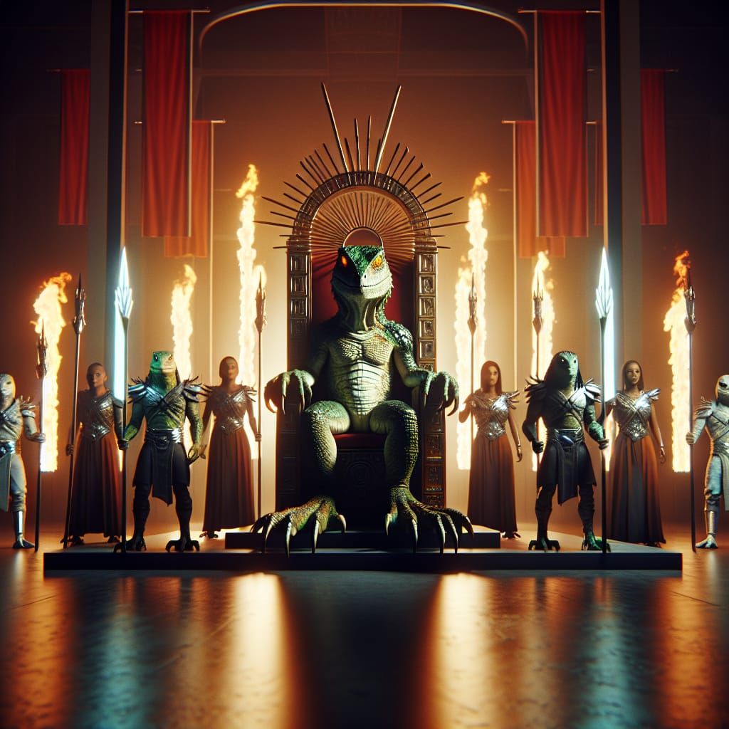 Emerald Lizard King on Ornate Throne