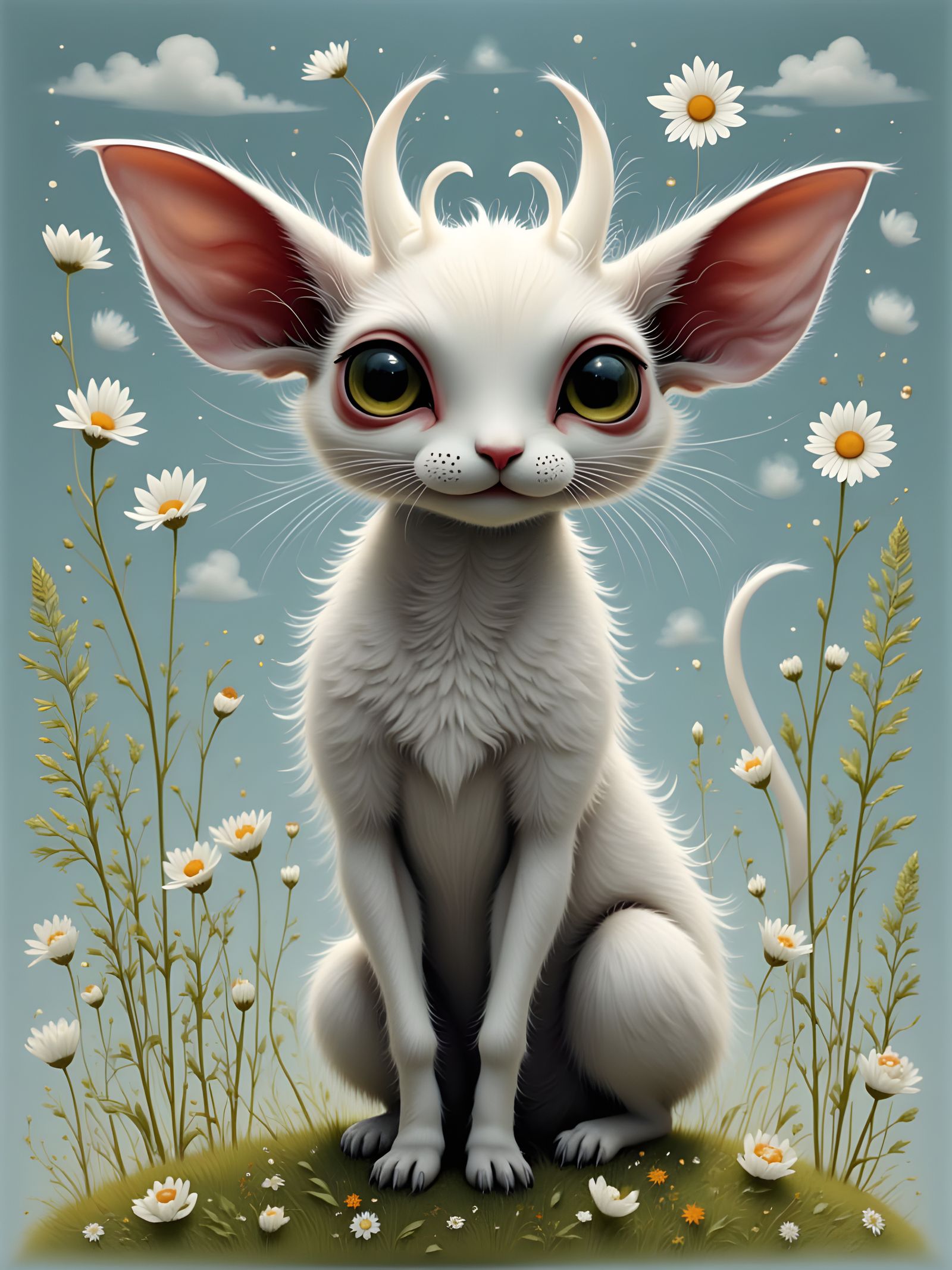 Ethereal Outcast in Moody Scandi Folk Art Style