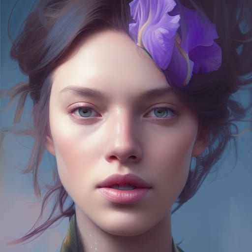 Intricate Iris Portrait in Art Nouveau Style