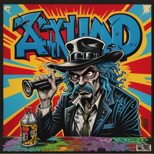 Retro-Style Bank Robber in Vibrant Graffiti Art