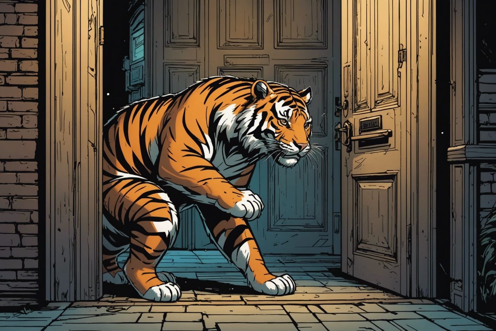 Hobbes Tackles Calvin: Comic Book Art Illustration