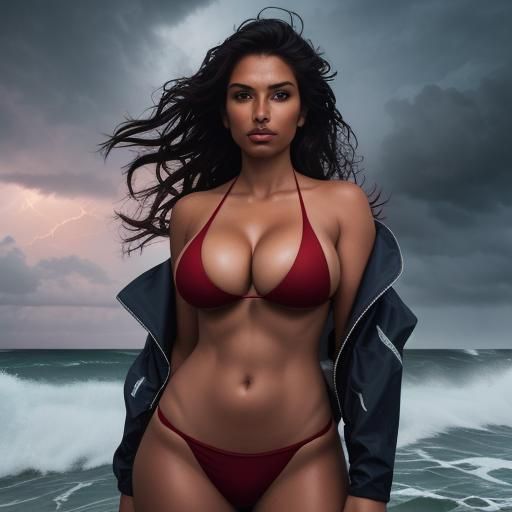 Stormy Beach: Lifeguard Portrait in Evening Light