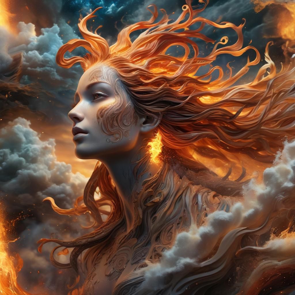 Majestic Elemental Being in Digital Art Style