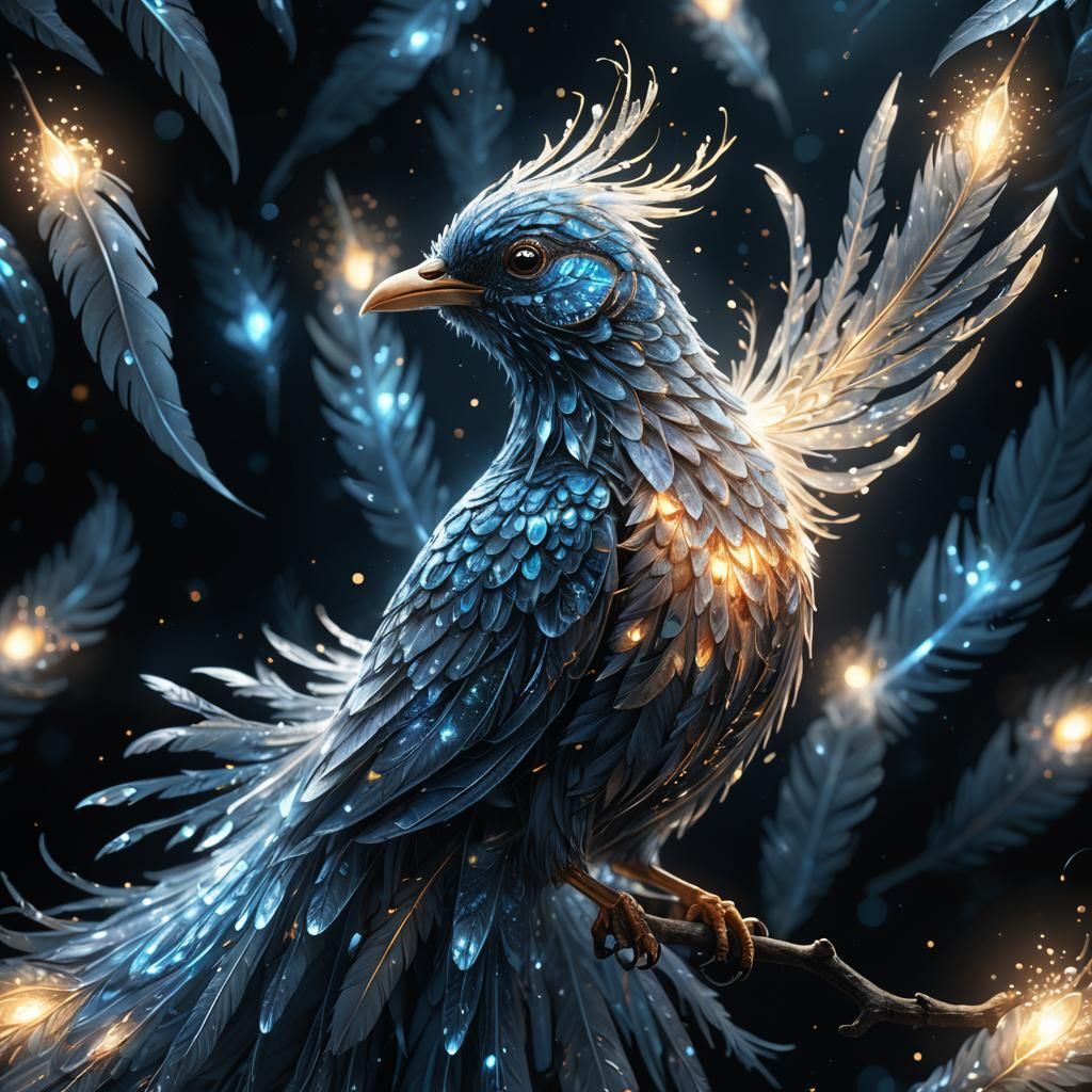 Radiant Bird of Light in Dreamlike Digital Art
