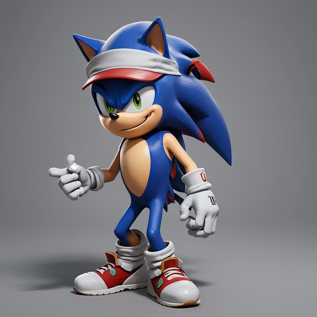 Sonic with Backwards Cap in 3D Anime Art