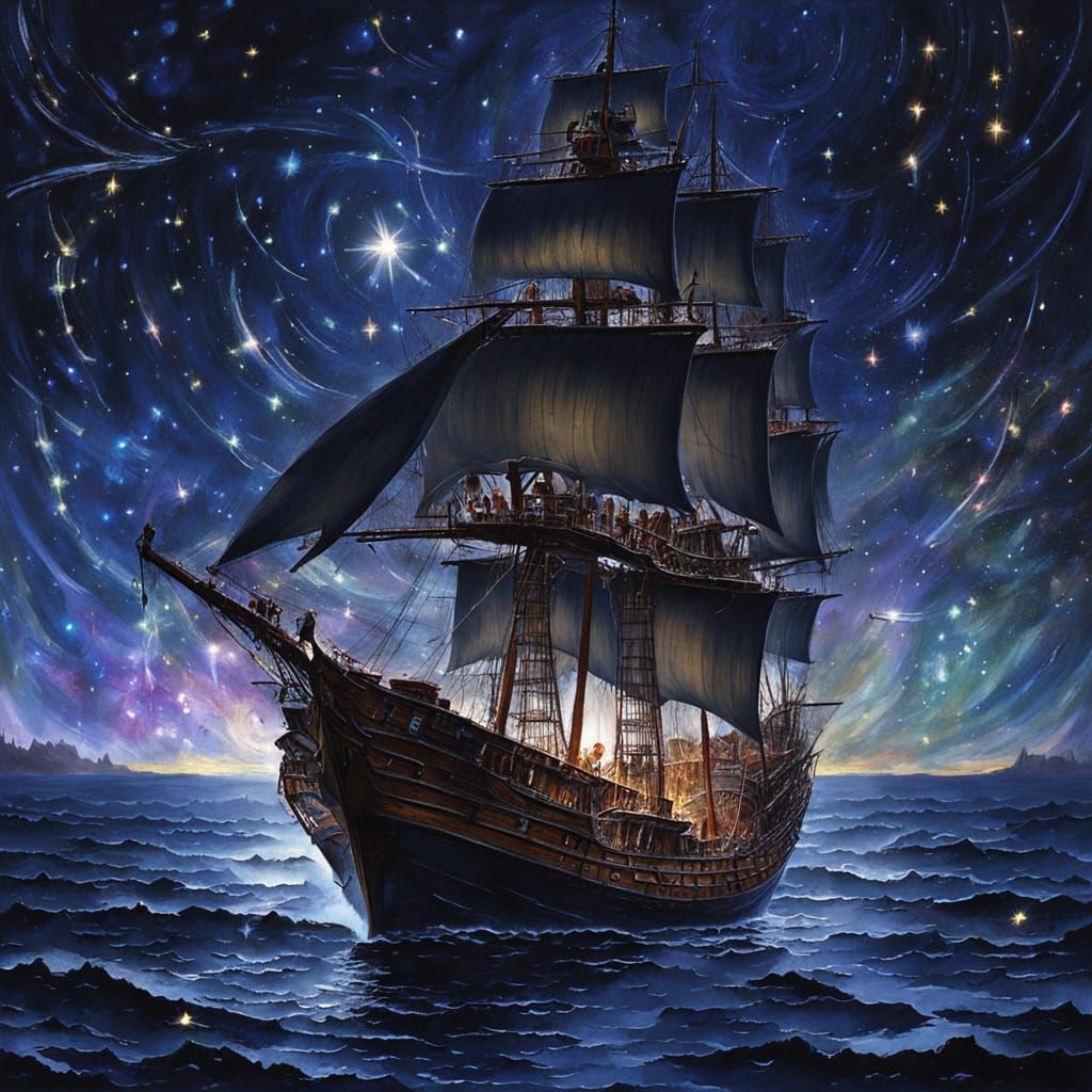 Galactic Sailing Ship Adventure: Cinematic Starscape