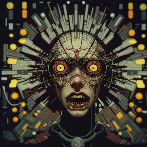 Disturbing Demonic Close-Up in Analog Horror VHS Style