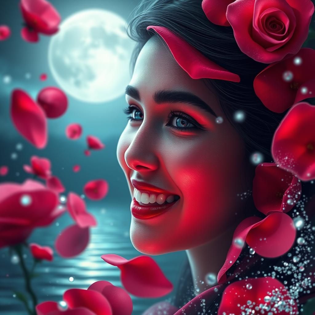 Rose Petal Woman: A Floral Portrait in Digital Art