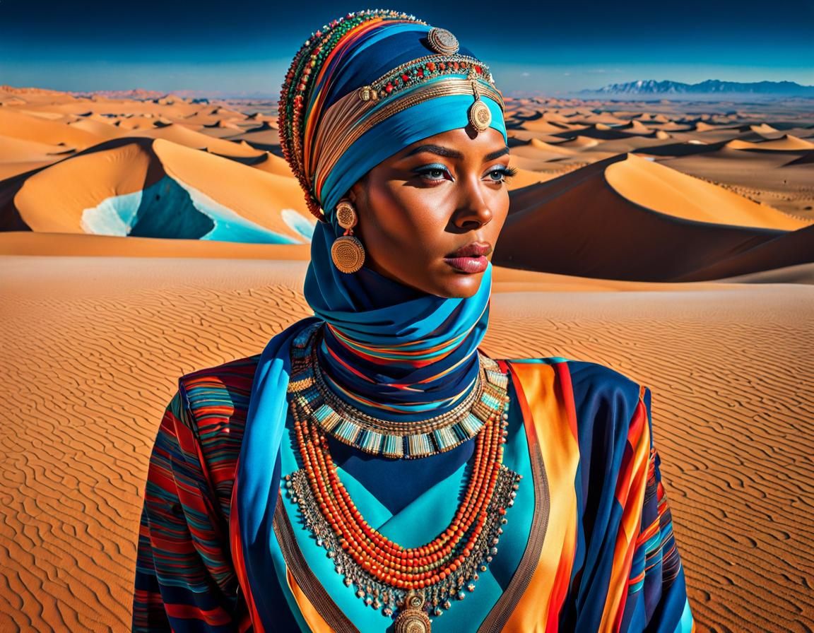 Glaciers in Sahara Desert: a Hyperrealistic Double Exposure