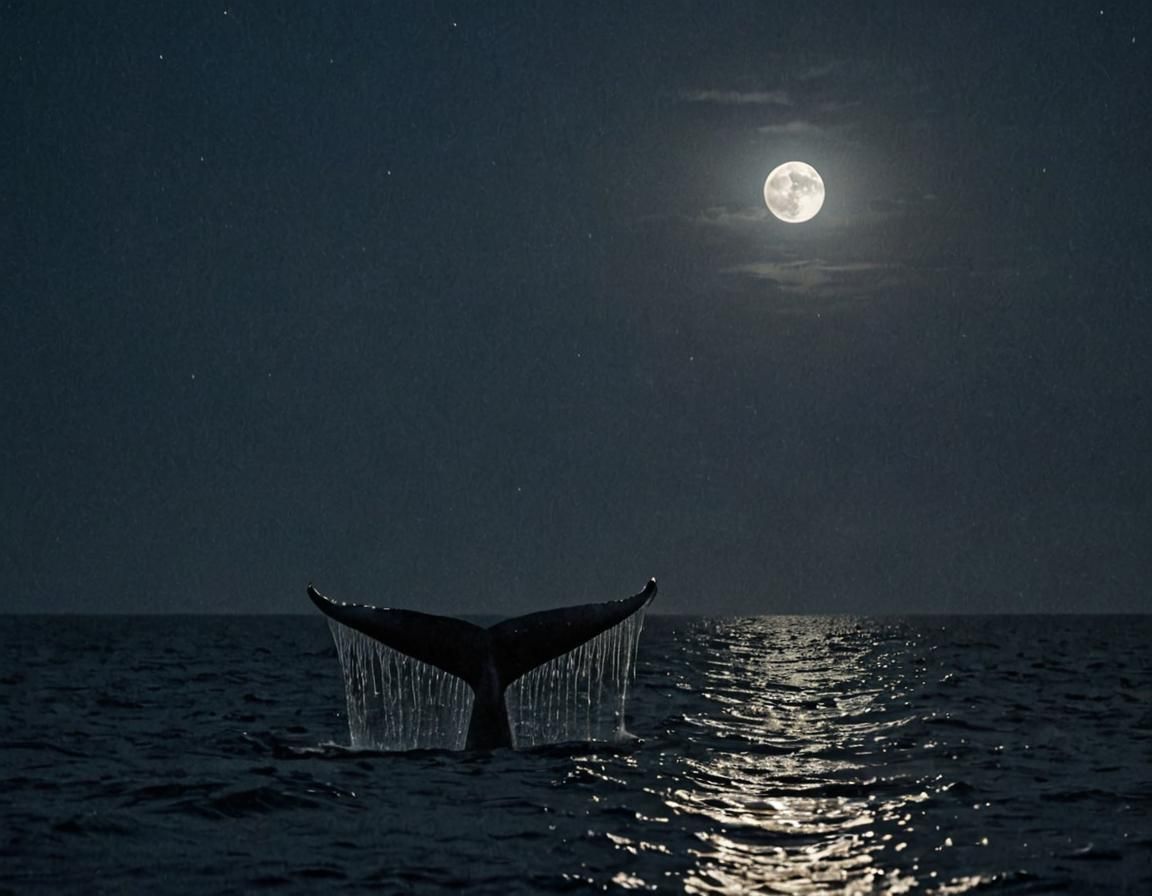 Whale Tail Rising Under Moonlight