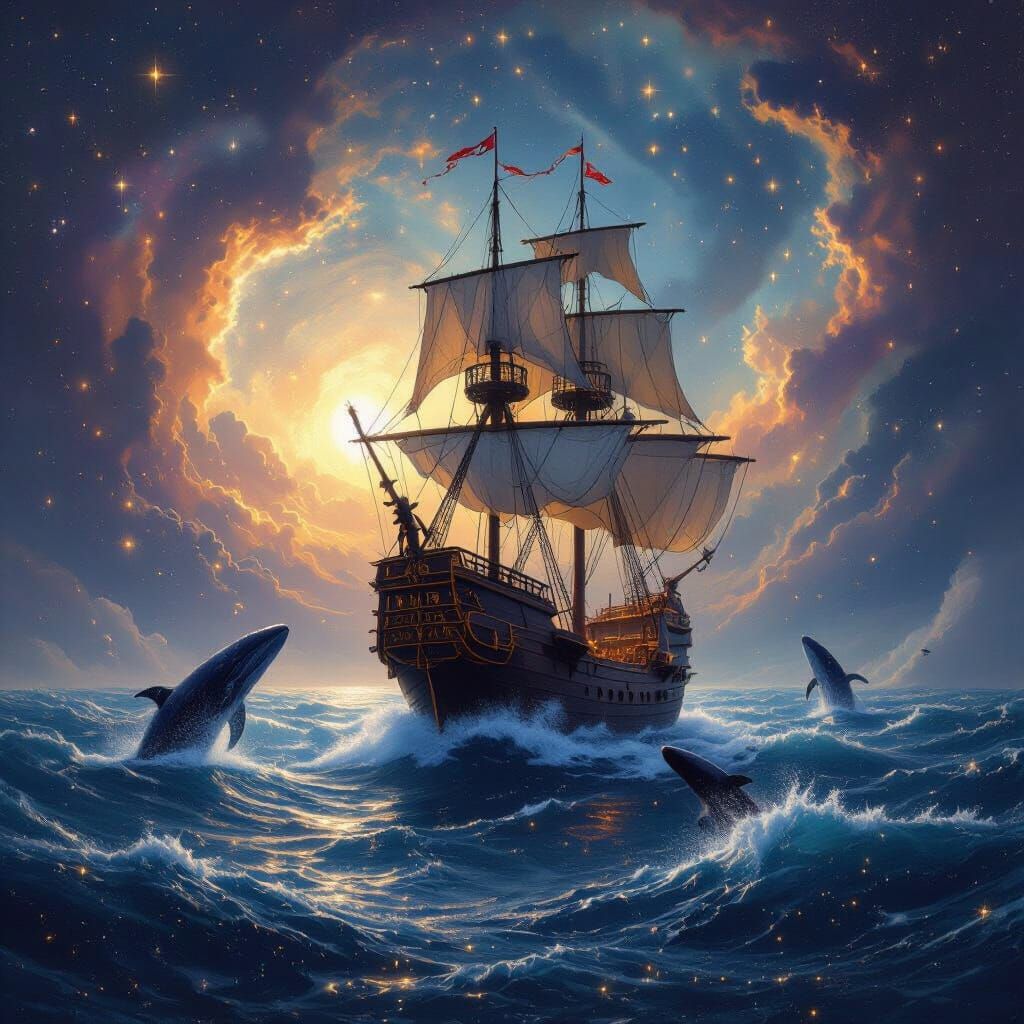 Cosmic Galleon Sailing a Sea of Stars