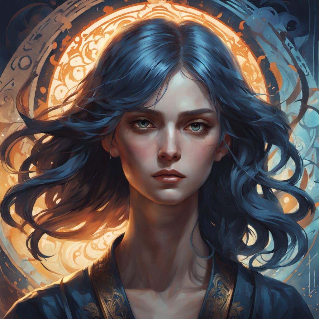 Solemn Figure in Vibrant Swirls: Edvard Munch-Inspired Maste...