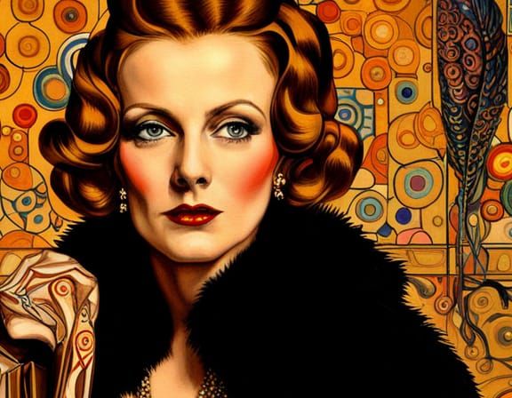 Greta Garbo Portrait in Bohemian Pop Art Style
