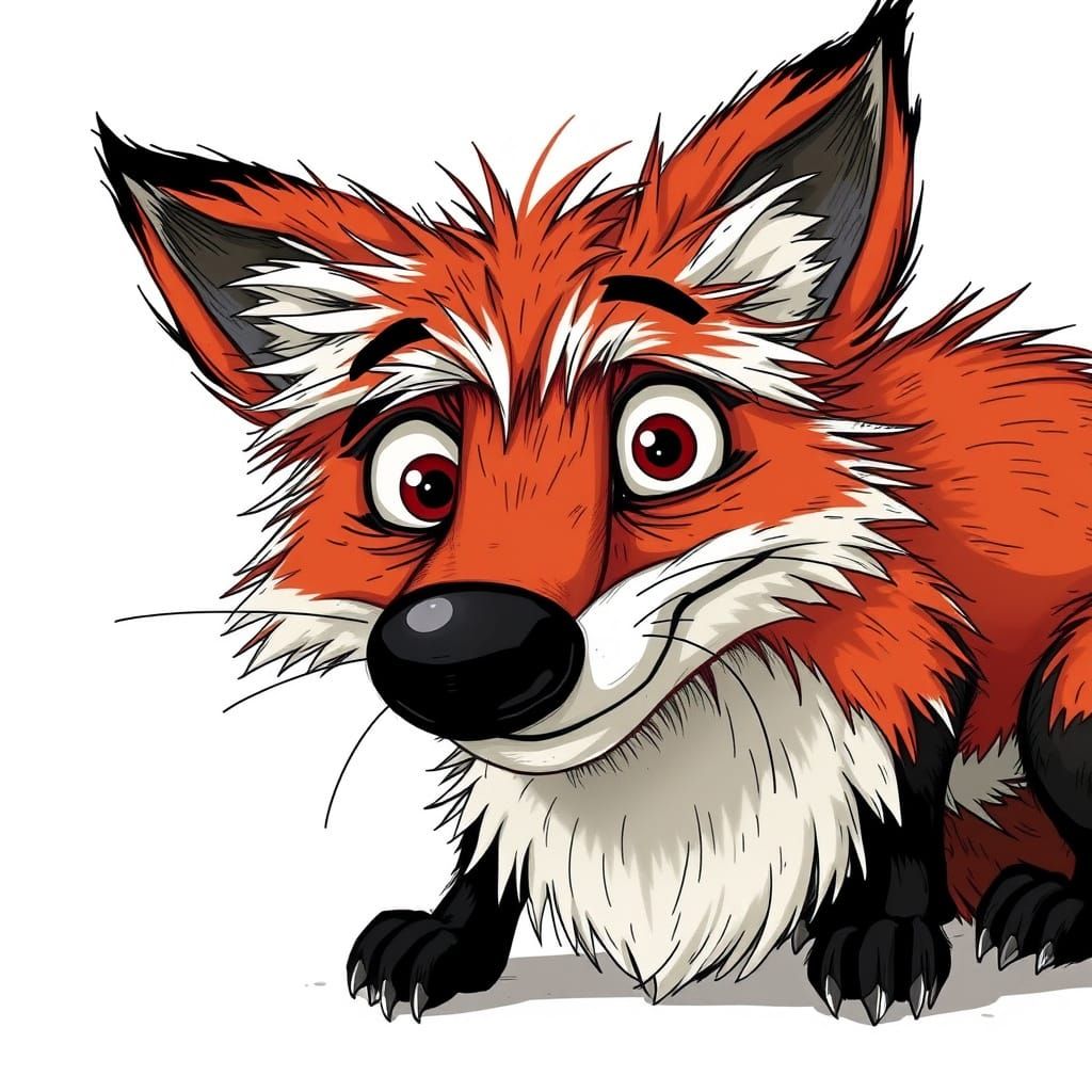 Whimsical Cartoon Fox with Expressive Features