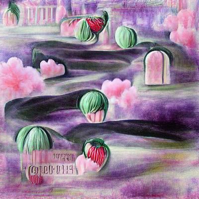 Pastel Goth strawberry fields art deco