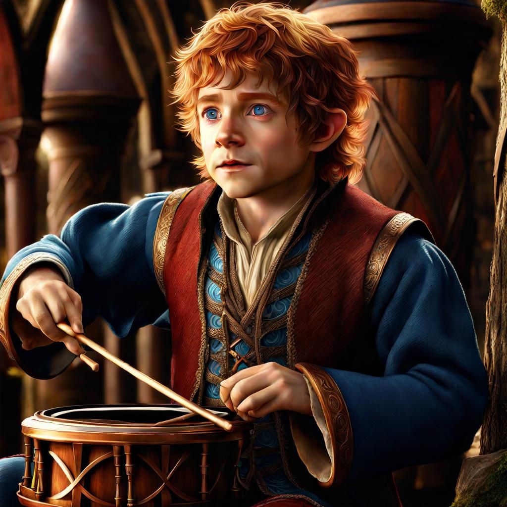 Handsome Halfling Bard Playing Chimes Instrument