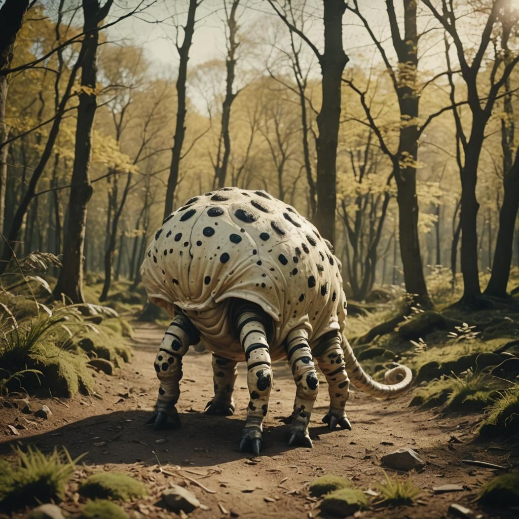 Cinematic Cream Creature in Vintage Film Style