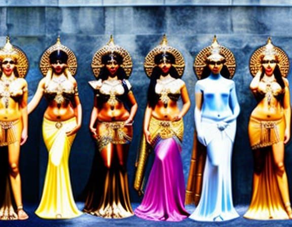 Voluptuous Goddesses: Hyperdetailed Photorealistic Group Por...