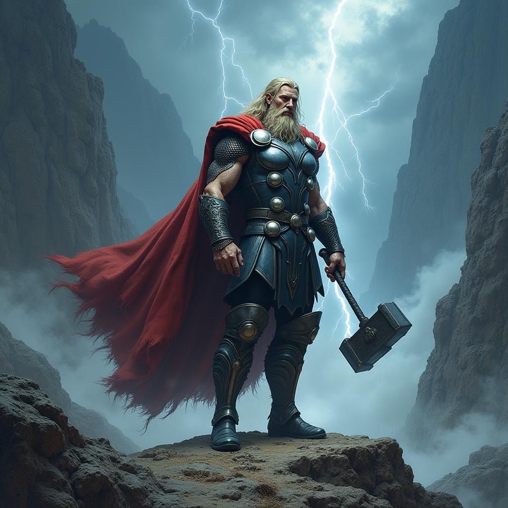 Thor, God of Thunder, in Gothic Romantic Style