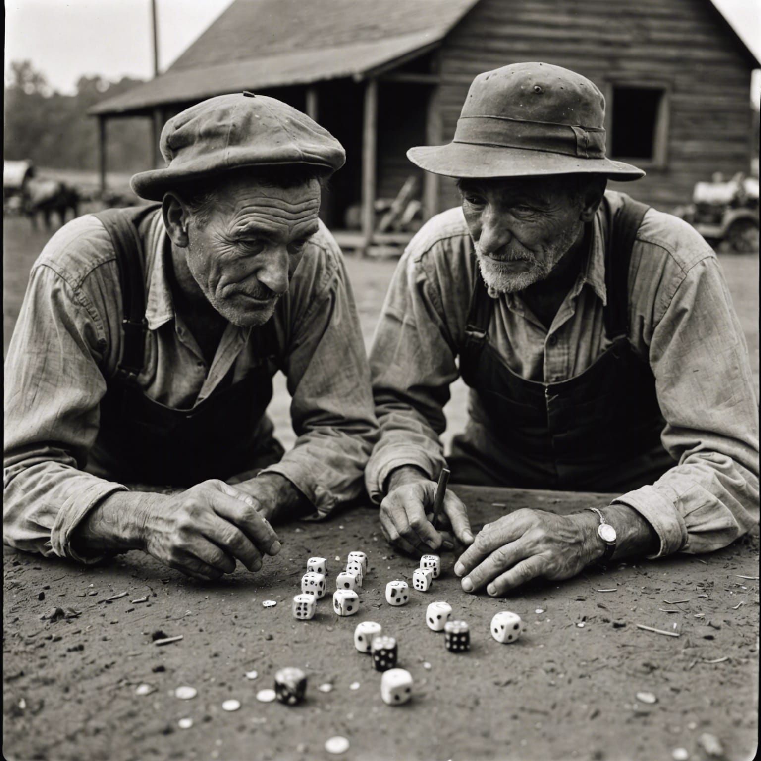 Depression Era Farm Laborers Playing Dice