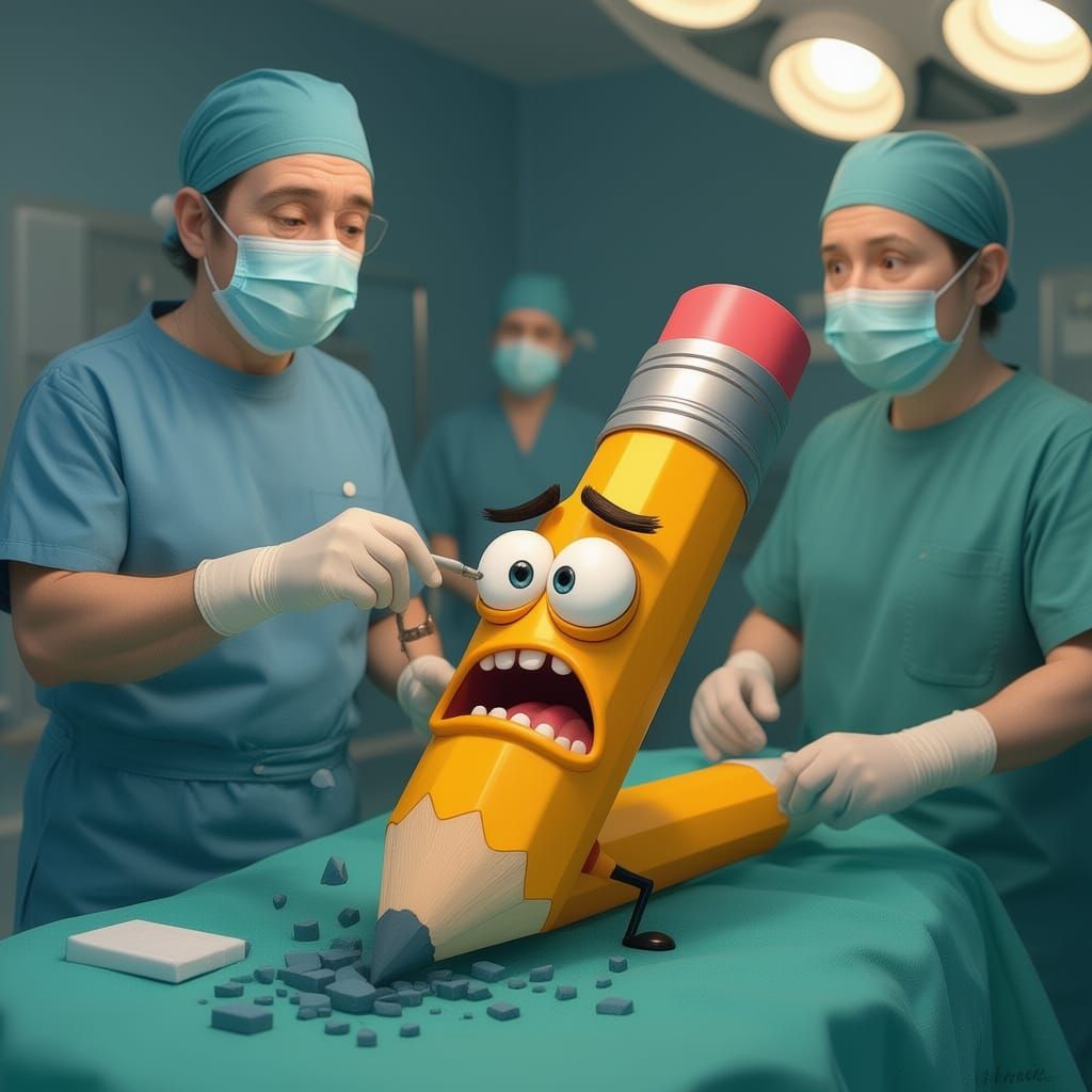 Pencil Choking on Lead, Surreal Concept Art