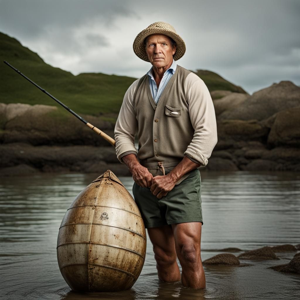 Handsome Fisherman Portrait in Studio Lighting Style